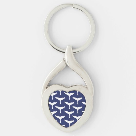 White Whale Tail Sea Animal Blue Ocean Marine キーホルダー (正面)