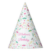 White Whimsical Garden Butterfly Girls Birthday パーティーハット (正面)