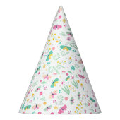 White Whimsical Garden Butterfly Girls Birthday パーティーハット (左)