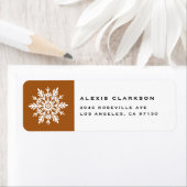 White Whimsical Snowflake Burnt Orange Christmas ラベル (インサイチュ)
