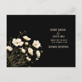 White Wild Poppies On Black Wedding ポストカード (正面)