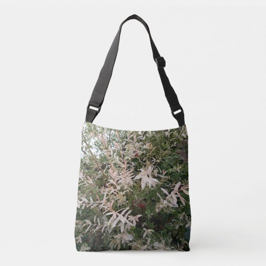 White Wildflower Botanical Tote Bag クロスボディバッグ (正面)