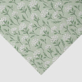 White Wildflower Clusters Sage Green Botanical 薄葉紙 (詳細)