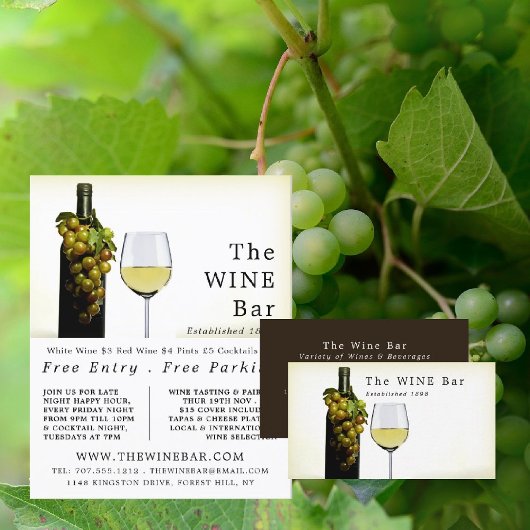 White Wine & Grapes, Wine Bar/Winery Advertising チラシ