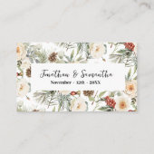 White Winter Floral Free Drink Wedding Ticket Card 割引カード (裏面)