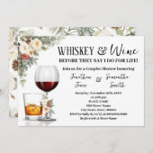 White Winter Floral Whiskey & Wine Couples Shower 招待状 (正面/裏面)