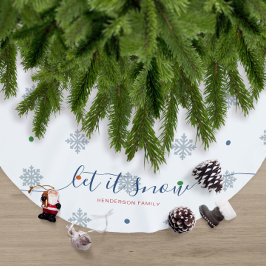 White winter Let it snow custom name ブラッシュドポリエステルツリースカート