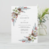 White Winter Pine Bloom Wedding 招待状 (スタンド正面)