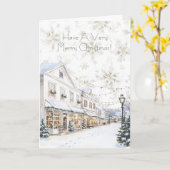 White Winter Snowflakes Christmas Town カード (黄色い花)
