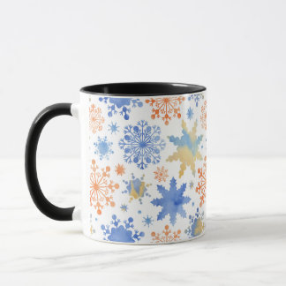 White Winter Snowflakes Watercolor Pattern マグカップ