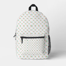 White with a colorful, geometric pattern