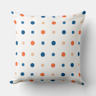 White with blue and orange dots クッション