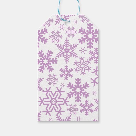 WHITE WITH PURPLE WINTER SNOWFLAKES ギフトタグ (正面)