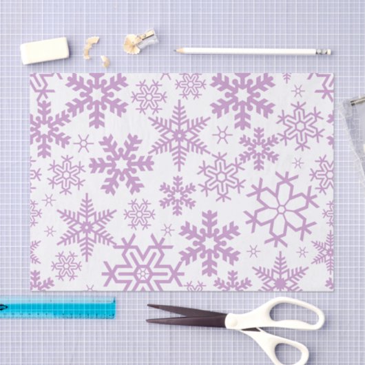 WHITE WITH PURPLE WINTER SNOWFLAKES 薄葉紙 (クラフト)