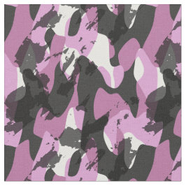 White with shades of pink and gray camo abstract ファブリック
