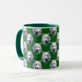 White Wolf Head Pattern Design Green マグカップ (正面左)