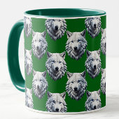 White Wolf Head Pattern Design Green マグカップ