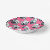 White Wolf Head Pattern Design Pink  ペーパーボウル (傾斜あり)