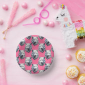White Wolf Head Pattern Design Pink  ペーパーボウル (パーティー)
