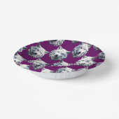 White Wolf Head Pattern Design Purple ペーパーボウル (傾斜あり)