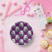 White Wolf Head Pattern Design Purple ペーパーボウル (パーティー)