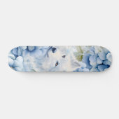 White Wolf Pastel Blue Watercolor Florals スケートボード (横)