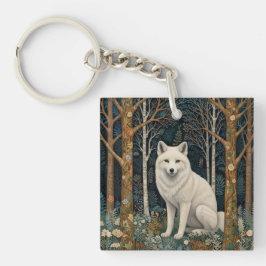 White wolf vintage boho woodland forest キーホルダー