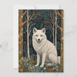 White wolf vintage boho woodland forest シーズンカード
