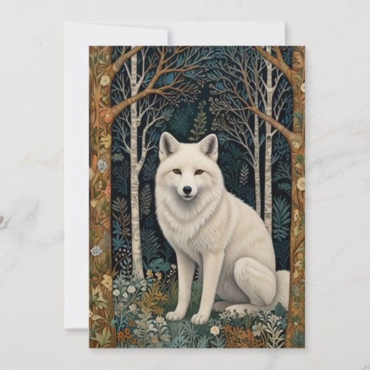 White wolf vintage boho woodland forest  シーズンカード (正面)