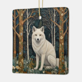 White wolf vintage boho woodland forest  セラミックオーナメント (左)