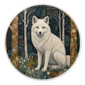 White wolf vintage boho woodland forest  セラミックノブ (正面)