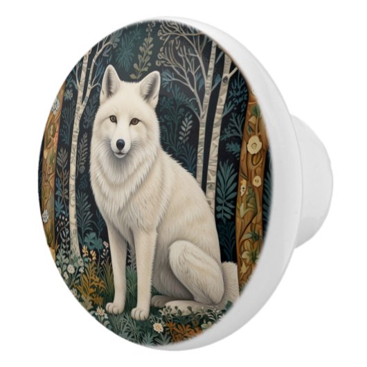White wolf vintage boho woodland forest  セラミックノブ (右)
