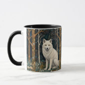 White wolf vintage boho woodland forest  マグカップ (左)