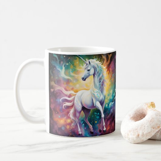 White Wonder: The Spectral White Unicorn コーヒーマグカップ (ドーナツ)