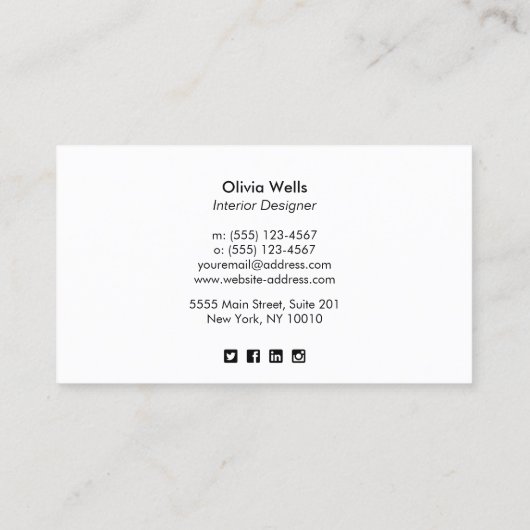 White Wood Add Logo Photo Card 名刺 (裏面)