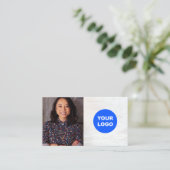 White Wood Add Logo  Photo Card 名刺 (スタンド正面)