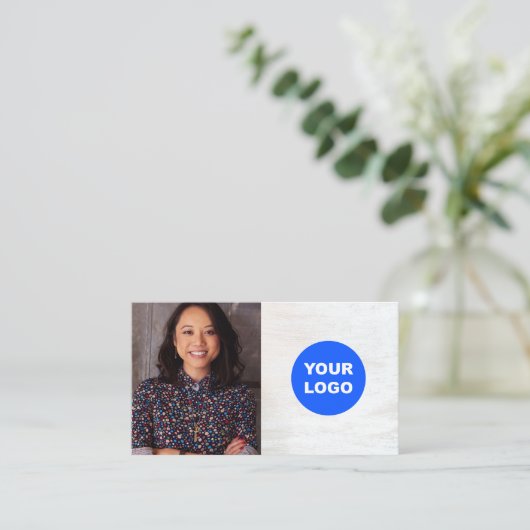 White Wood Add Logo  Photo Card 名刺 (スタンド正面)