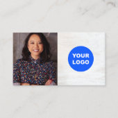 White Wood Add Logo  Photo Card 名刺 (正面)