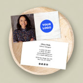 White Wood Add Logo  Photo Card 名刺