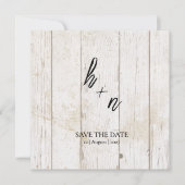 White Wood Save the Date Minimalistic Initials (正面)