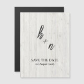 White Wood Save the Date Minimalistic Initials (正面/裏面)