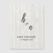 White Wood Save the Date Minimalistic Initials (正面)