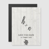 White Wood Save the Date Minimalistic Initials (正面/裏面)