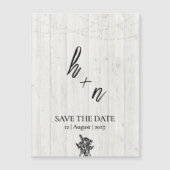 White Wood Save the Date Minimalistic Initials (正面)