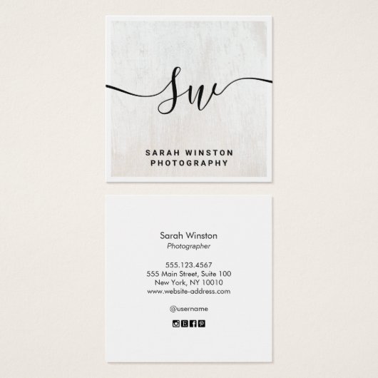 White Wood  Signature Script Monogram (正面&裏面)