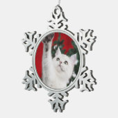 White XMAS Cat スノーフレークピューターオーナメント (右)