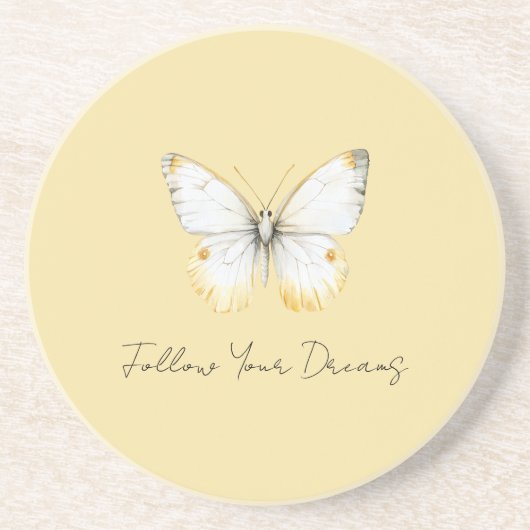 White Yellow Butterfly コースター (正面)