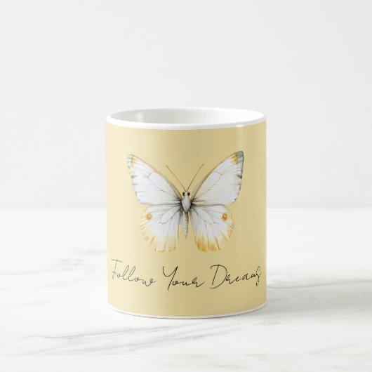 White Yellow Butterfly コーヒーマグカップ (中央)
