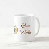 White Yellow Camera Ciao Bella コーヒーマグカップ (正面右)