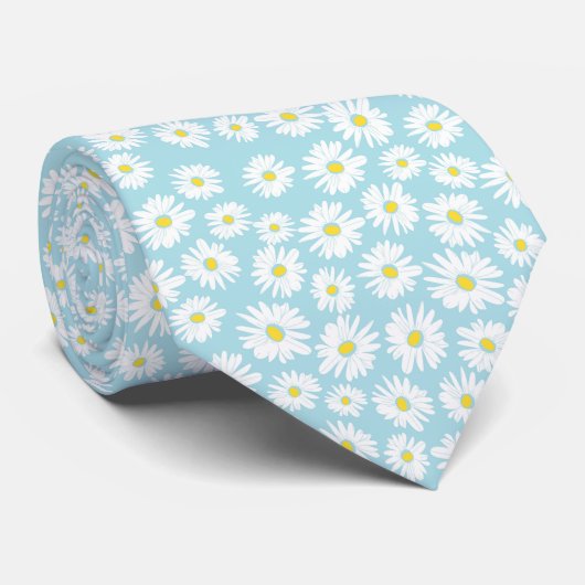 White yellow cyan daisy flower pattern ネクタイ (ロール)